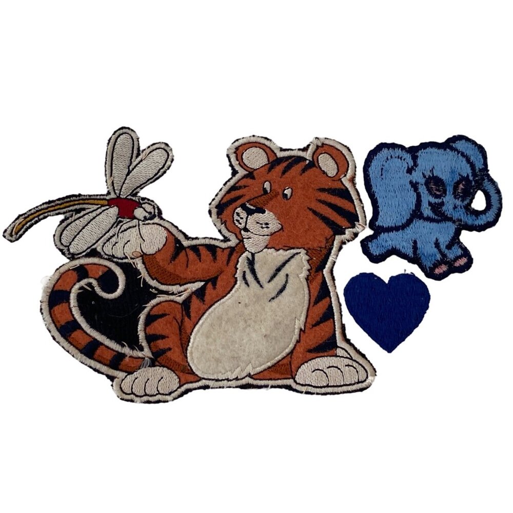 Tiger Dragon Fly Elephant Heart VTG Sew On Novelty Embroidered patches